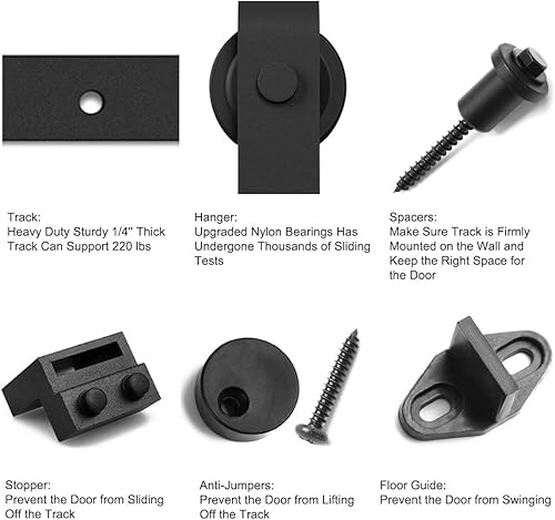 Miniatura 6 de SMARTSTANDARD Kit de herrajes de cierre suave para puerta corrediza de granero de 6 pies, 5 pies a 10 pies, diseño invisible de una sola puerta