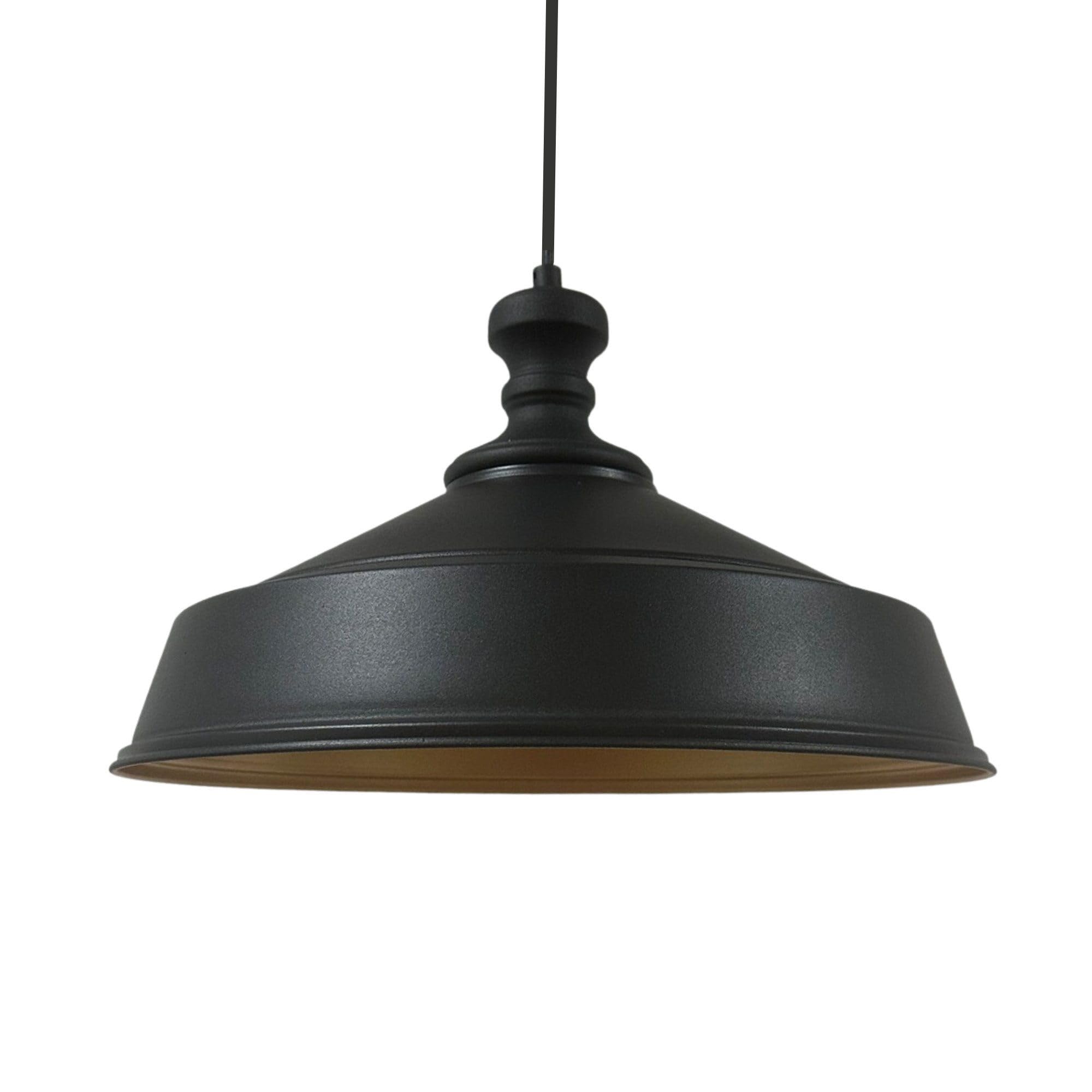 Bamyum Asletl-Knob Hanging Lamp Industrial Pendant Light, 41 cm Shades, Modern Metal Kitchen Island Lights, E27 Pendant Lamp for Living Room and Dining Room, Black Pendant Light