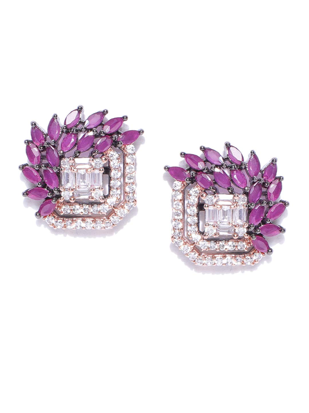 Priyaasi Designer Gold Plated Pink And White American Diamond Stud Earring For Women And Girls (B07SW49DHR) Amazon Price History, Amazon Price Tracker