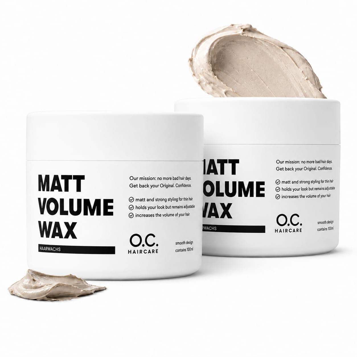 O.C. Haircare Matt Volume Wax – starkes Volumen Haarwachs für Männer - matte Struktur, gesunder Glanz & starker Halt - ganz ohne Verkleben - ideal für feines und dünnes Haar - sofort mehr Volumen