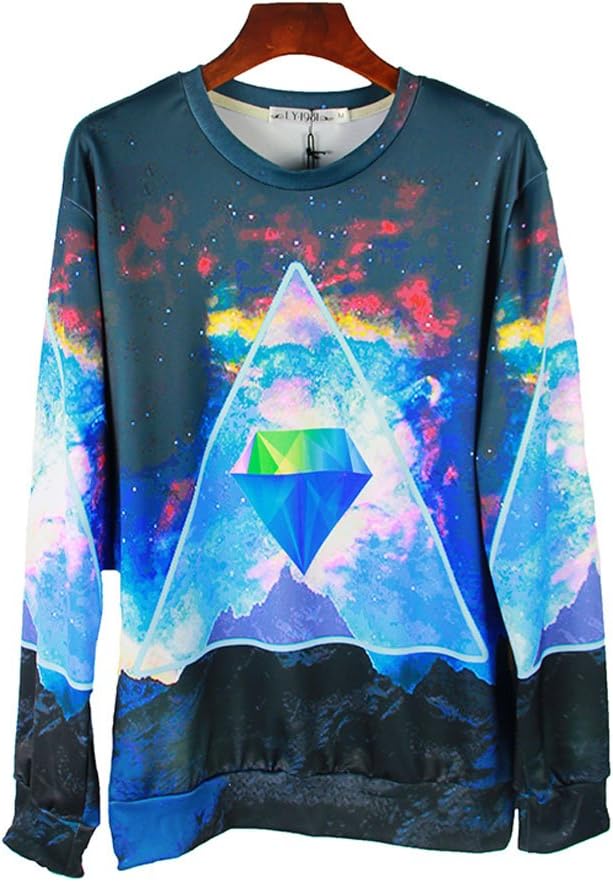 Unisex hipster Galaxy Triangular Diamond 3D Sweatshirt Hoodies space Sweater (S)