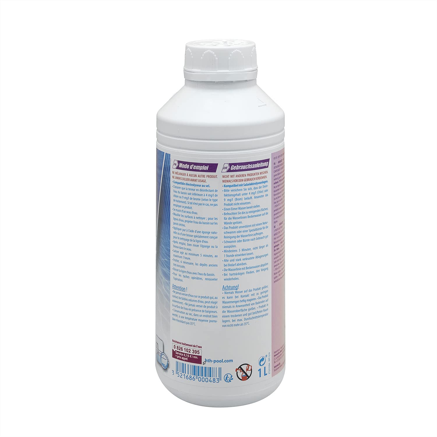 HTH BORKLER Gel - 1L | Nettoyant Ligne d'eau + 10 Tests HPS OFFERTS 6 en 1
