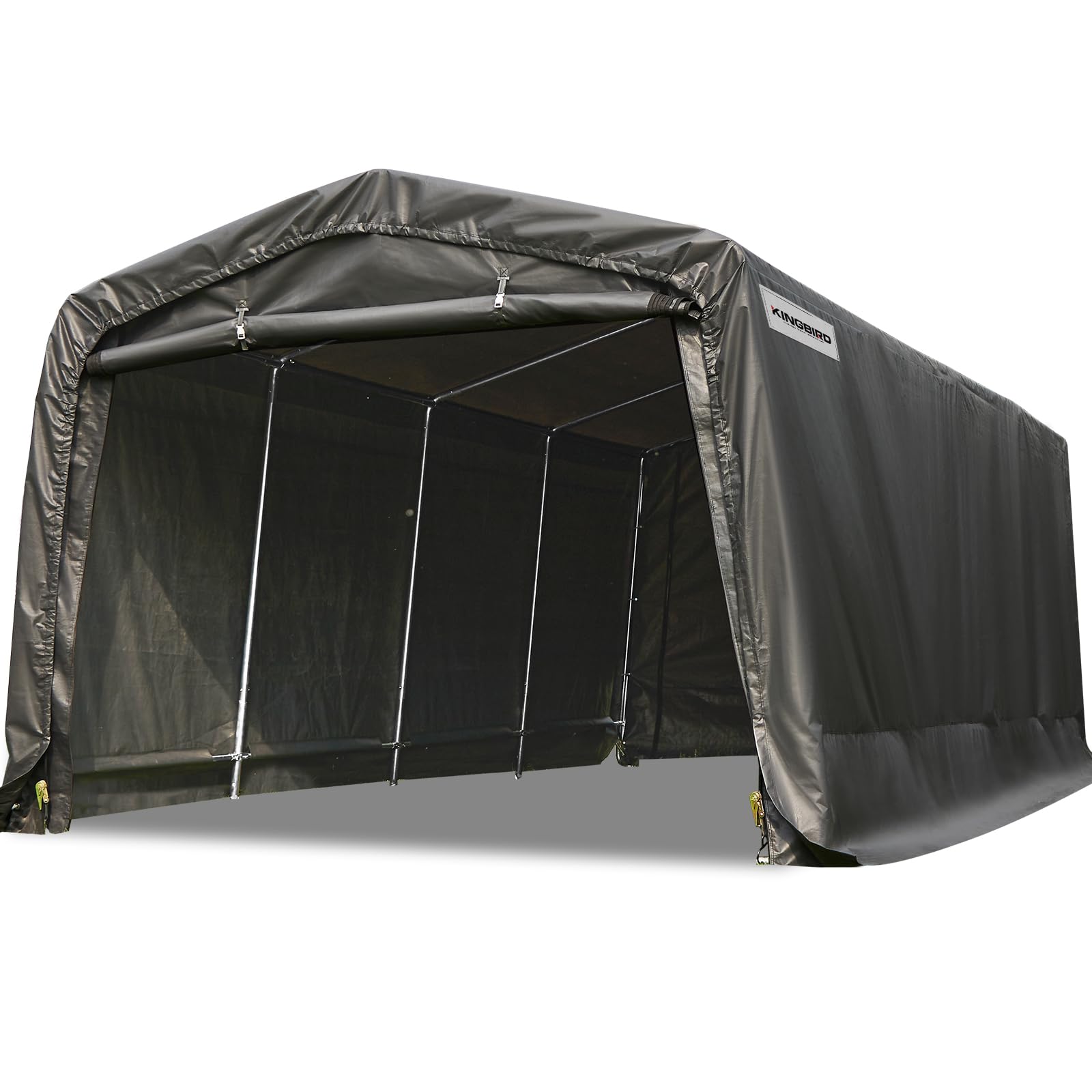 KING BIRD 10' x 20' Heavy Duty Anti-Snow Carport for SUV, Full-Size Truck and Boat, Storage Car Canopy Car Tent Outdoor Instant Garage Boat Shelter with Reinforced Ground Bars-Dark Gray