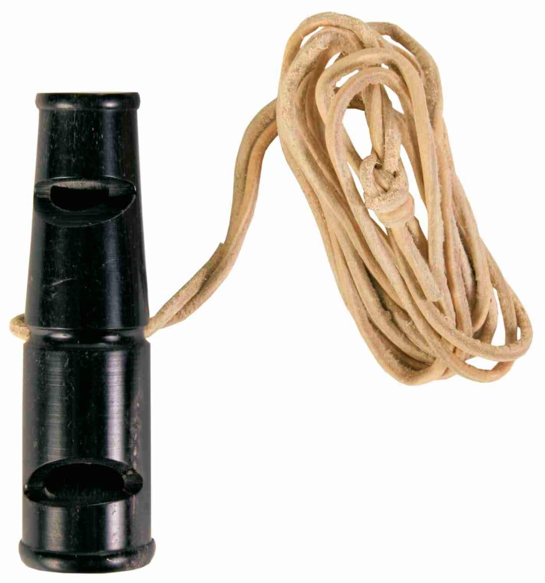 TRIXIE DOG BUFFALO HORN WHISTLE TWO TONE W/ LEATHER STRAP DOG TRAINING 6CM