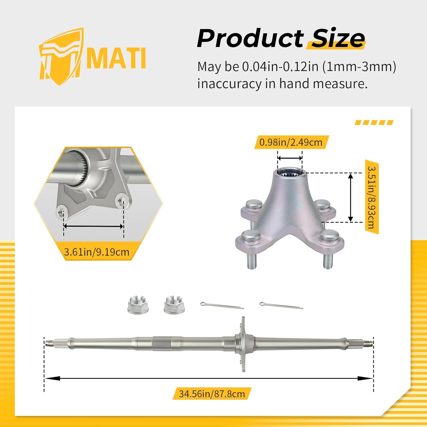 M MATI Rear Wheel Axle Shaft & Hubs for Honda TRX450R 2004-2009 TRX450ER 2006-2014 42310-HP1-000 42610-HP1-600 90304-HM5-A80 94201-40300