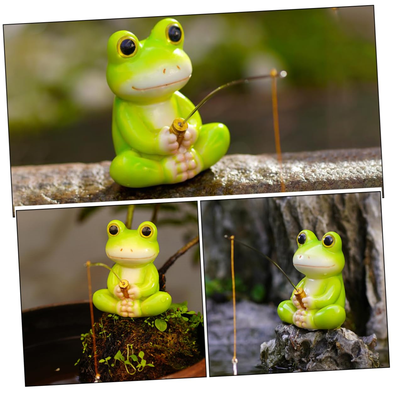MAGICLULU 5 Pezzi Di Piccole Decorazioni Per Acquari Statuette Di Decorazioni A Forma Di Rana Da Pesca Decorazioni in Resina Ornamenti Per Acquari Decorazioni Per Scrivania Per Bambini