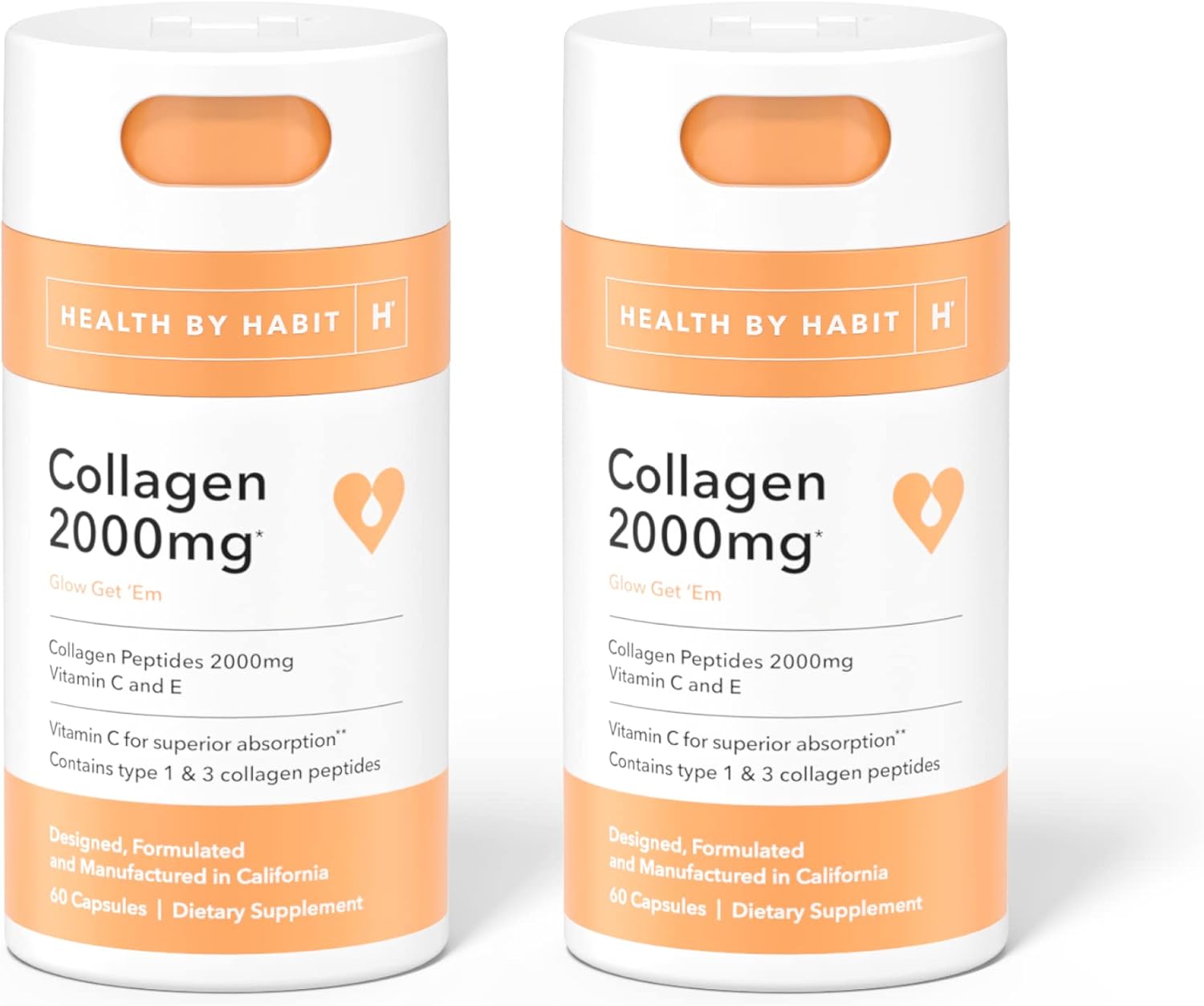 Health by Habit Collagen Supplement 2 Pack (120 Capsules) Vitamin C & Vitamin E
