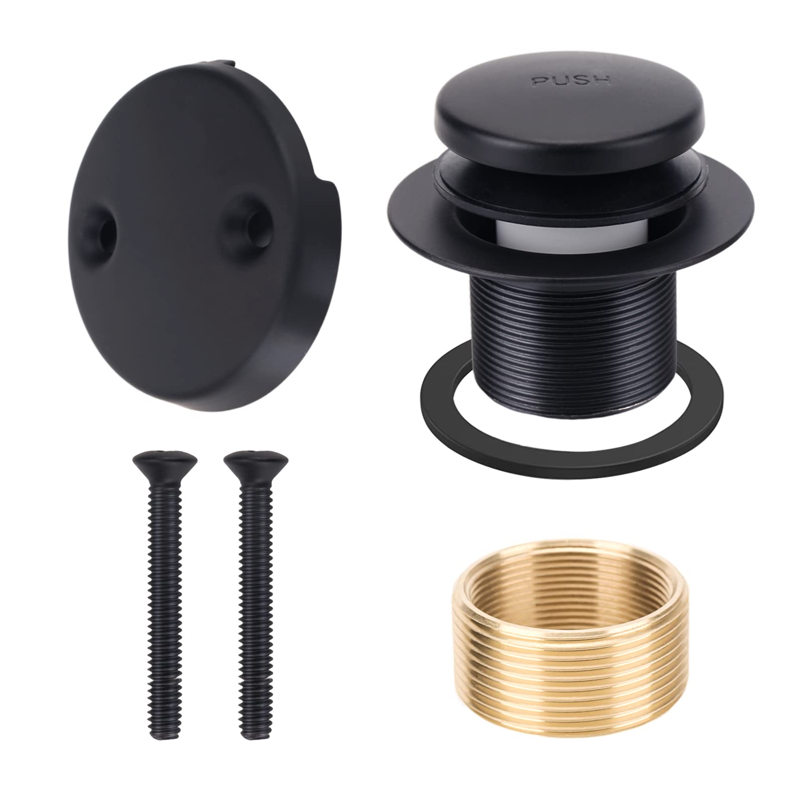 Aoukoslt Bathtub Drain Replacement Tub Drain Kit, Universal Tip Toe Tub Conversion with 2-Hole Overflow Faceplate and Fine & Coarse Thread Easy Assembly, Matte Black