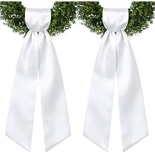 2 Pcs Wreath Sash for Front Door, Blank Wreath Sash Accessories for Yard Doorway Indoor Outdoor Bridal Shower Xmas Home 4.5" X 56",White