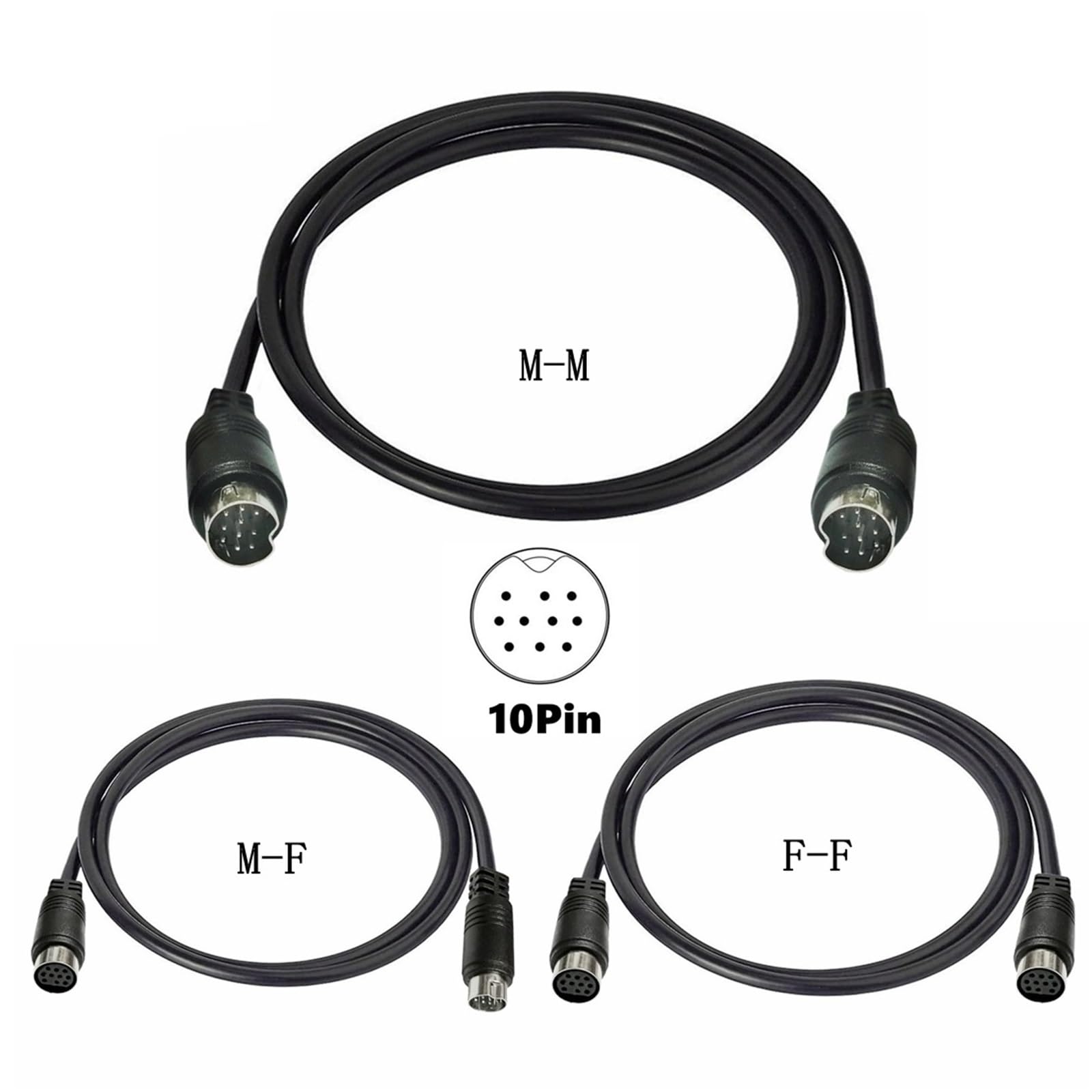 Mini DIN 10-pinowy męski kabel wejściowy audio M/F, 10-pinowy, kompatybilny z odbiornikiem telewizyjnym, monitorem, projektorem, odbiornikiem audio-wideo (męsko-męski, 1,5 m)