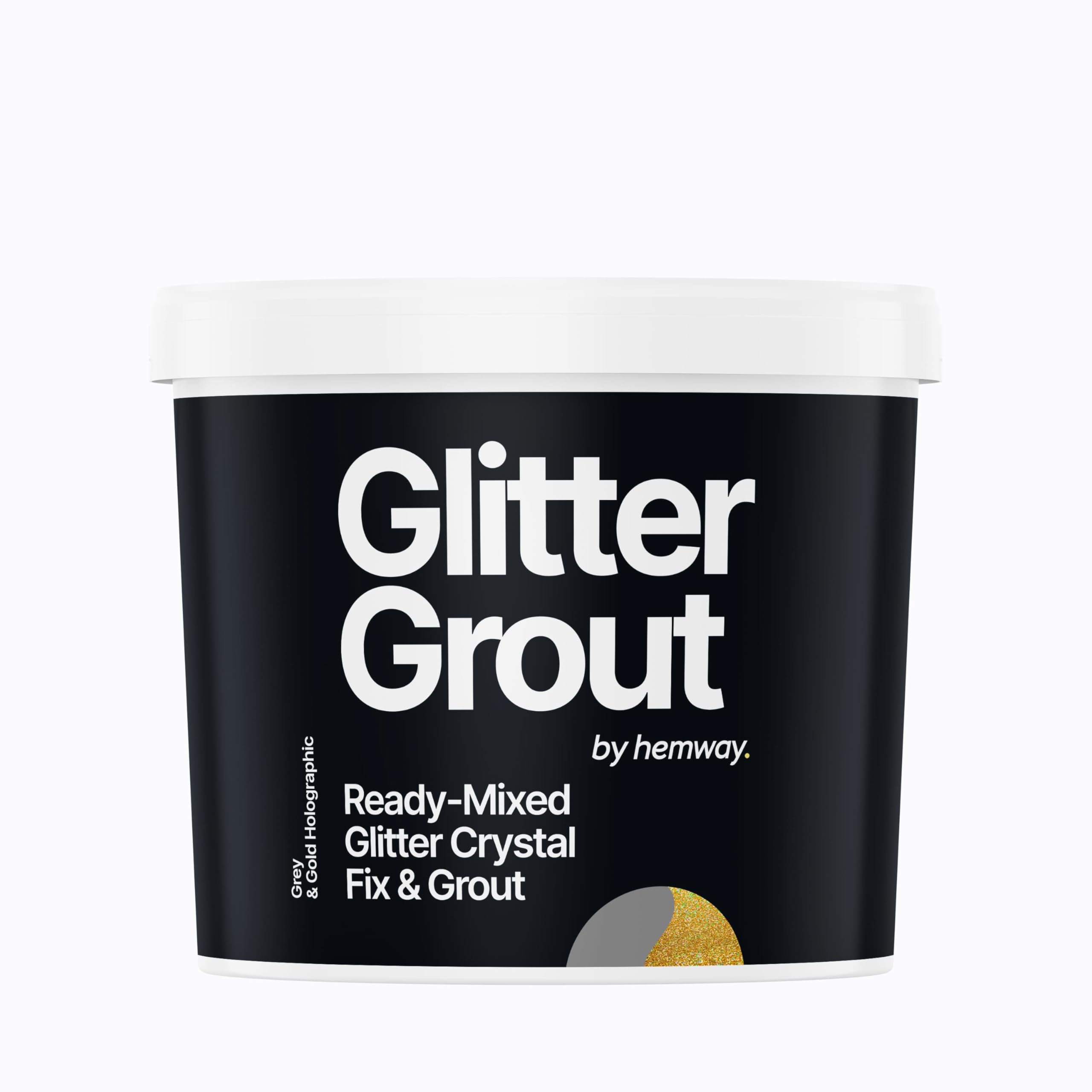 Hemway 2.5 L / 4.5 kg Gold Holographic Glitter with Grey Grout | Ready Mixed & Easy to Use | Suitable for Kitchen, Bathroom & Flooring | Waterproof & Mould Resistant | Non-Toxic & Cruelty Free