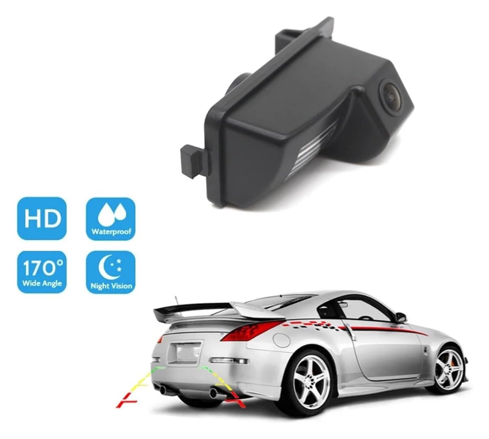 Cámara de visión trasera de coche de repuesto para Nissan 350Z para Z33 2002 2003 2004 2005 2006 2007 2008 2009 CCD Full HD visión nocturna cámara de visión trasera de coche con filtros (cámara con F