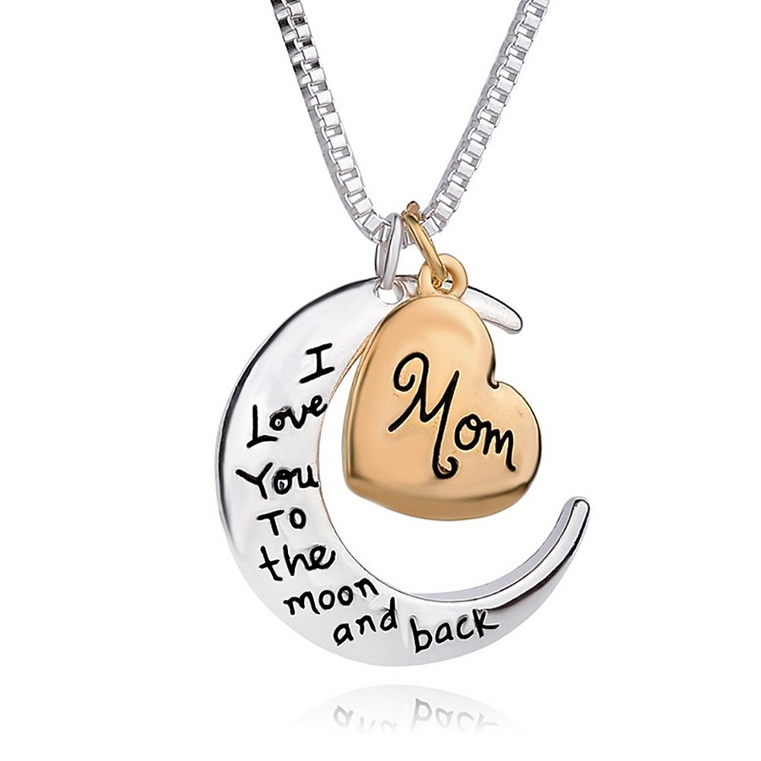 I Love You to the Moon and Back Necklace, Gift for Mom, Mother-Daughter Woman Necklace Pendant