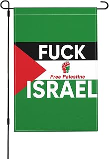 Fuck Israel Flag 12"x18" Free Palestine Gaza Support Garden Flags Burlap Double Sided Yard Sign Decoration