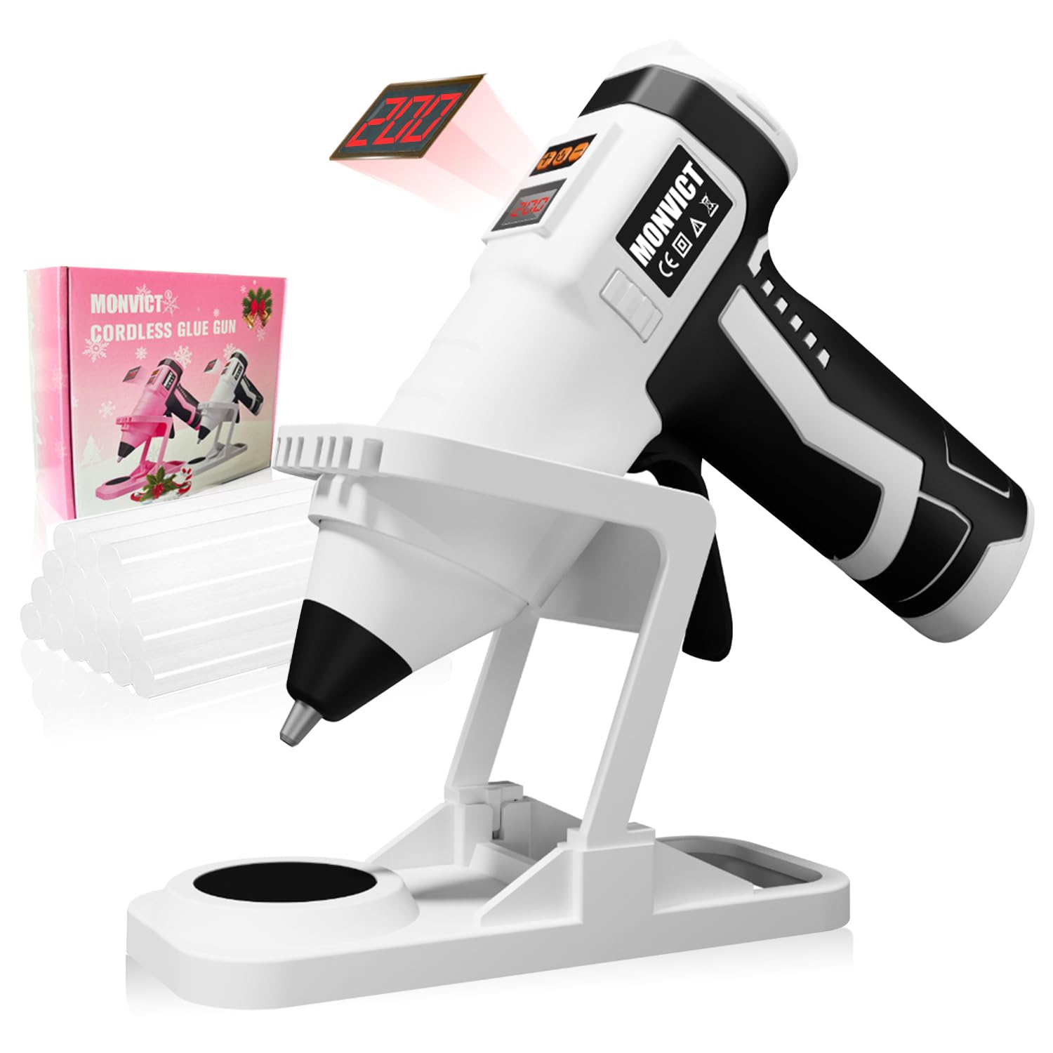 Photo 1 of MONVICT Cordless Digital Display Hot Glue Gun with Holder Base