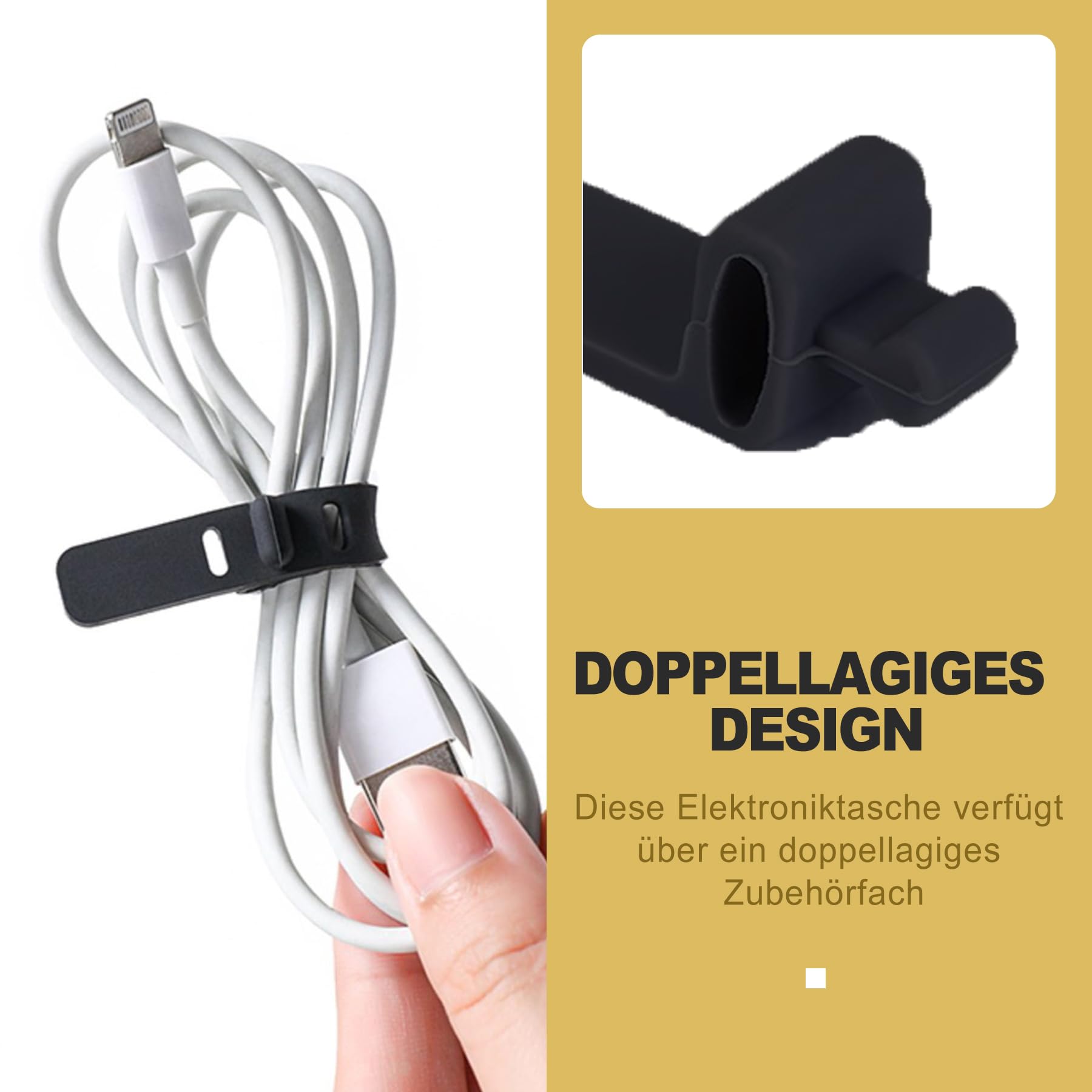 Elektronik Organizer Tasche Doppellagig Kabeltasche für Reise Zubehör Wasserdicht Tech Pouch für Kabel Ladegerät Powerbank Kompakt Tech Kit für Herren Damen