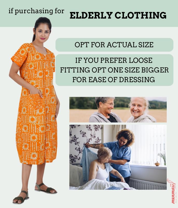 Image of MENMAII Women's [L-4XL] Full Open /Front Buttoned [a Kind of Adaptive Clothing] Multipurpose Nighty for Maternity /Pregnancy /Elderly /Patient /Feeding /Hospital Purpose Nighty Calf Length