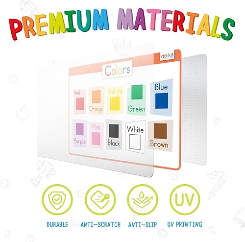 Miniatura 2 de merka Manteles individuales de aprendizaje de silicona para niños pequeños, paquete de 4, 17 x 11 pulgadas, multicolor, alfombrillas reutilizables y