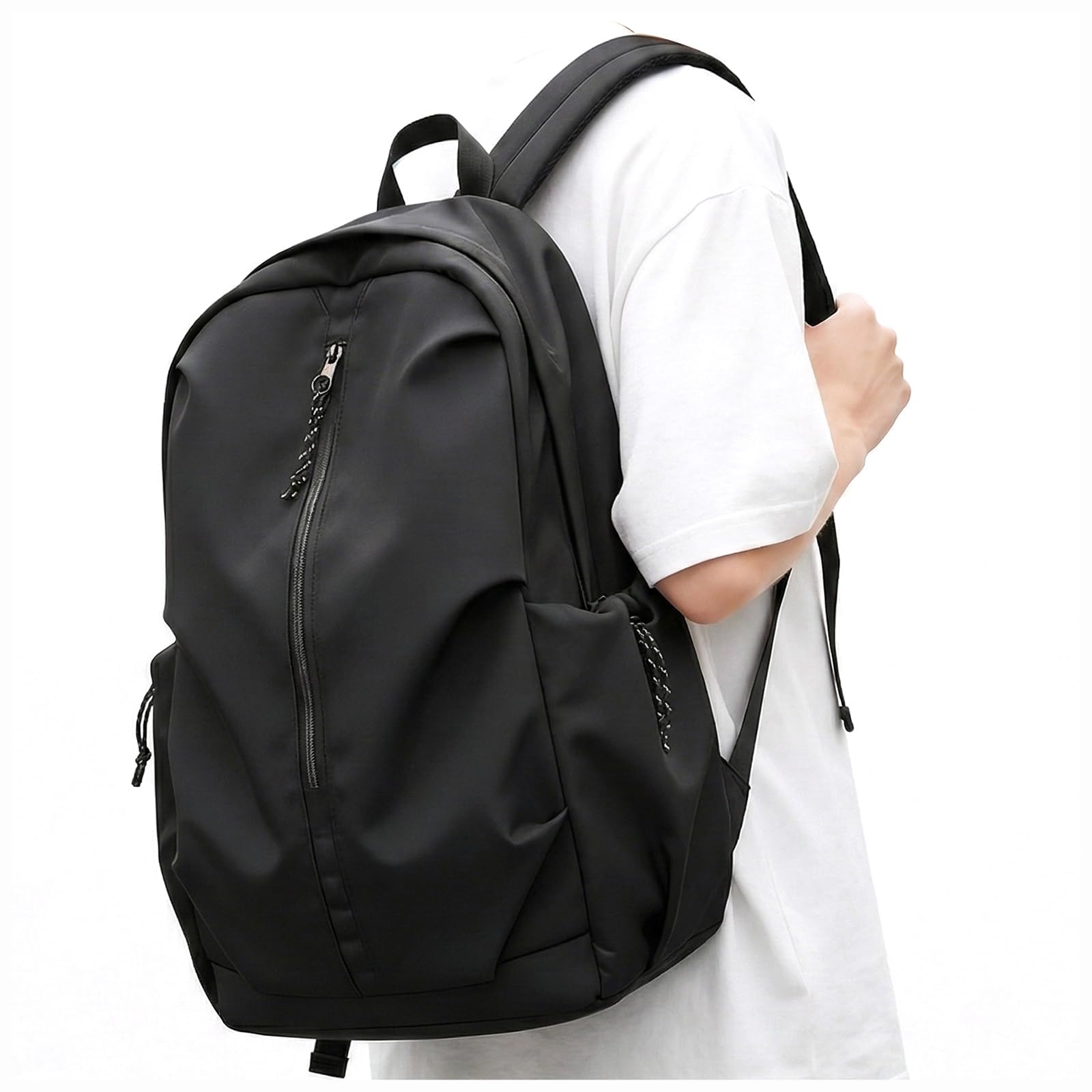 sikazan Schwarz Schulrucksack Teenager Jungen Mädchen Schwarz Mit Laptopfach Rucksack Schule Groß Schultasche Damen, School Backpack Black School Bag