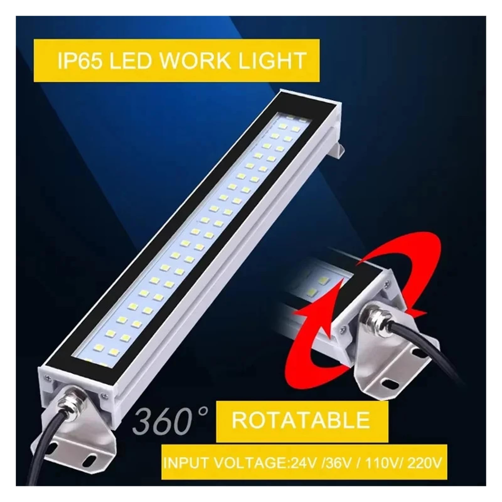 Sprzęt LED CNC Oświetlenie Wodoodporna metalowa obudowa Tokarka ze stopu aluminium Lampa prostokątna IP66 220 V 24 Wysoka jasność(Length-53CM,AC 100-230V)