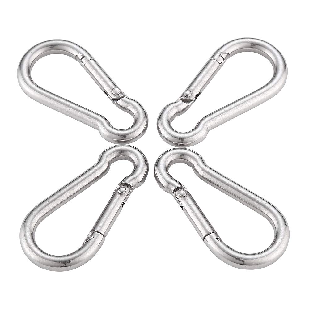 Yistargjqw 4PCS Spring Snap Hook Carabiner 2.36 inch, 304 Stainless Steel for Camping, Hiking, Key Chain, Ropes Connect and Dog Leash