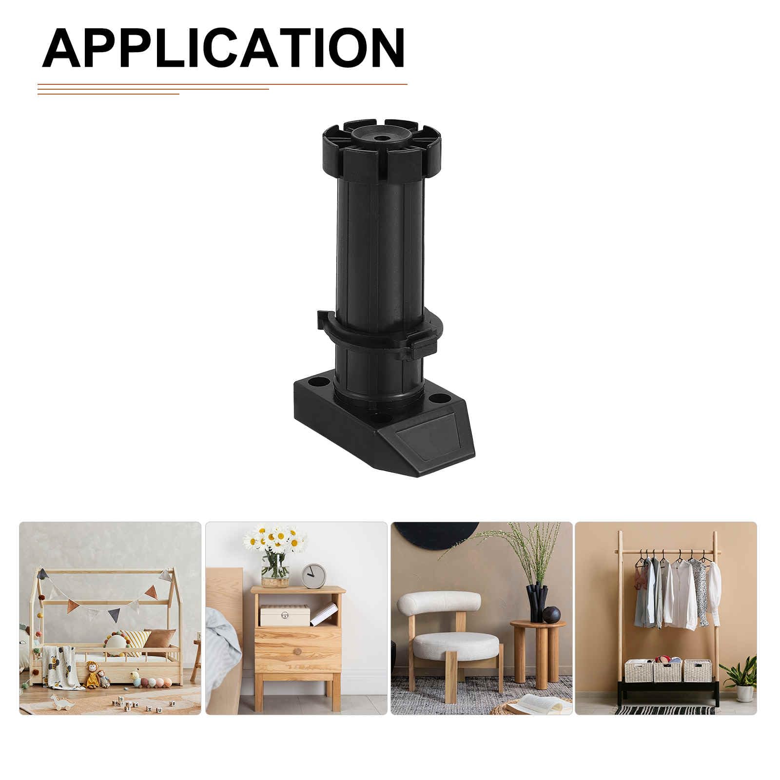 DTGN 150x54mm(LxW) Adjustable Leveling Feet - 8Pack- Good for Furniture - Leveler Support Frame Replacement Legs - Black - Image 4