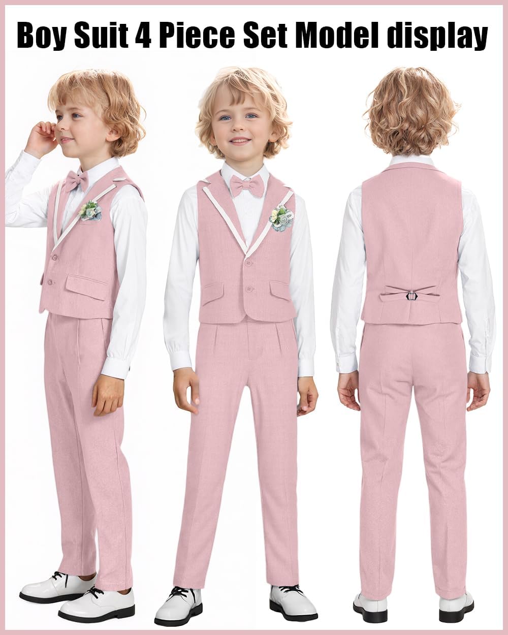 Boys' Suits 4 Piece Set Formal Toddler Dress Shirt Vest Pants Bow Tie Kid Tuxedo Suit Teen Wedding Outfits Boys Clothes