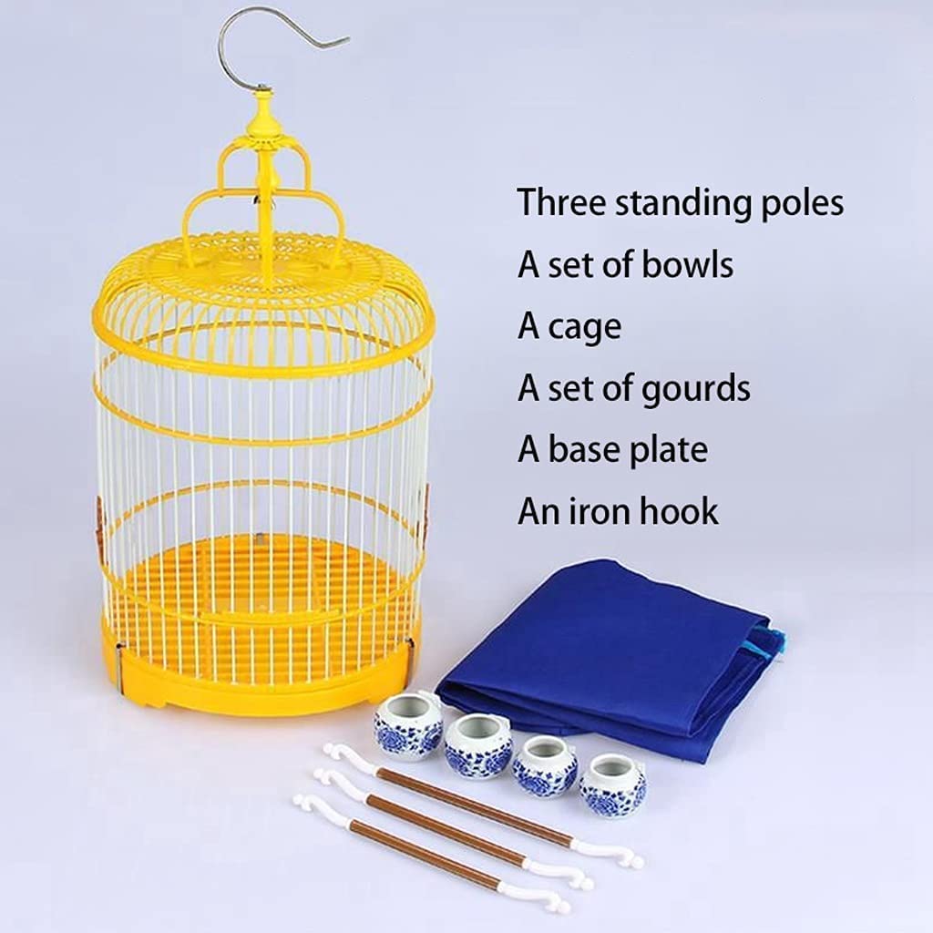Gabbia per Uccelli Gabbia per Uccelli Portatile Trasportini per Uccelli Rotondi in Plastica con Ganci Gabbie per Uccelli da Appendere per La Casa per Piccoli Uccelli Gabbi,White-Set