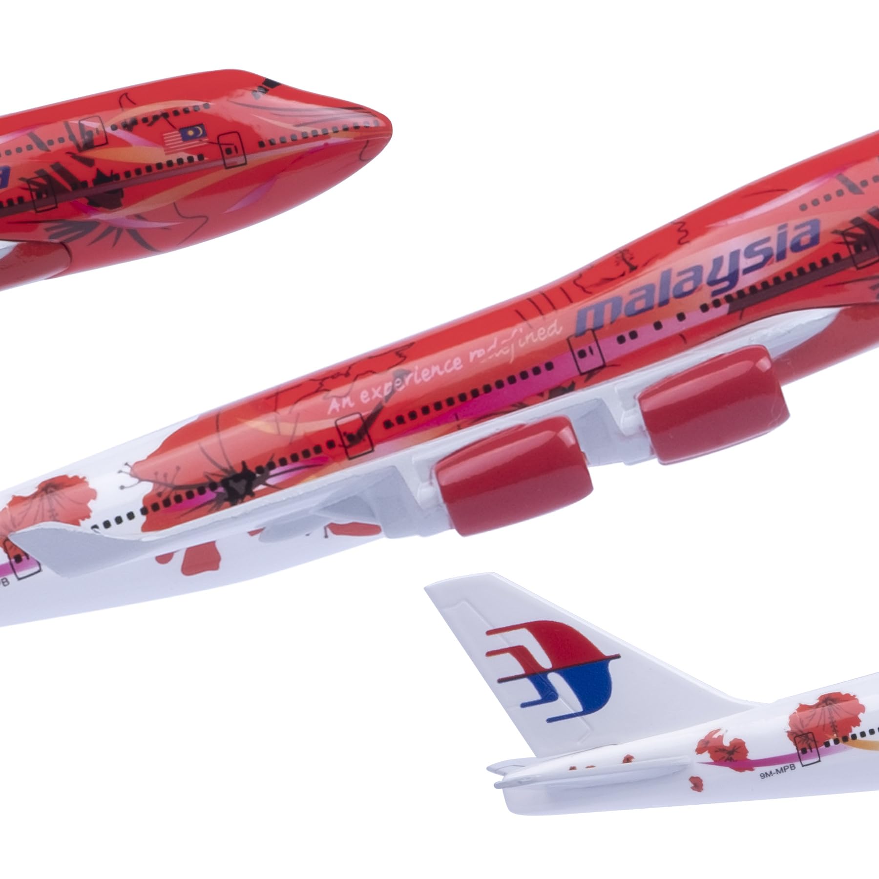 Bswath 1:400 Scale Model Malaysia B747 Die-cast Airplane for Gift and Collection (Red), 6.3 inches - Image 4