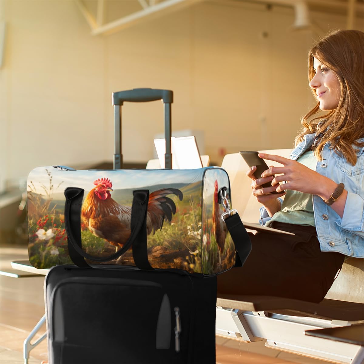 Meadow Rooster Travel Duffel Bag for Women Men Large Capacity Overnight Weekender Bags for Lightweight Waterproof Sport Gym Bag for Workout Yoga Swim