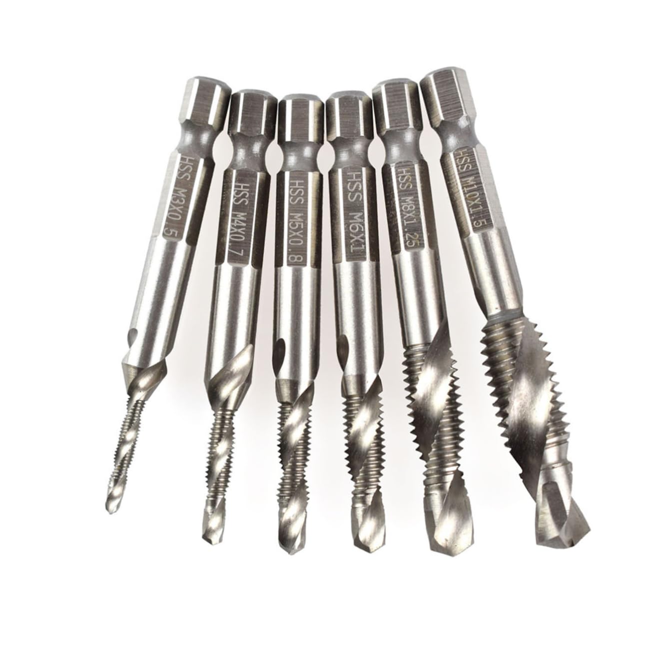 jojofuny 18 Piezas rosca de punta espiral de tornillo broca y broca taladro de grifo broca avellanadora hilo perforar