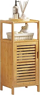 27 Spa Bathroom Ideas to Relax Recharge and Feel Refreshed Every Day 16 VIAGDO Bamboo Cabinet, Bathroom Storage Cabinet with Single Door and She...