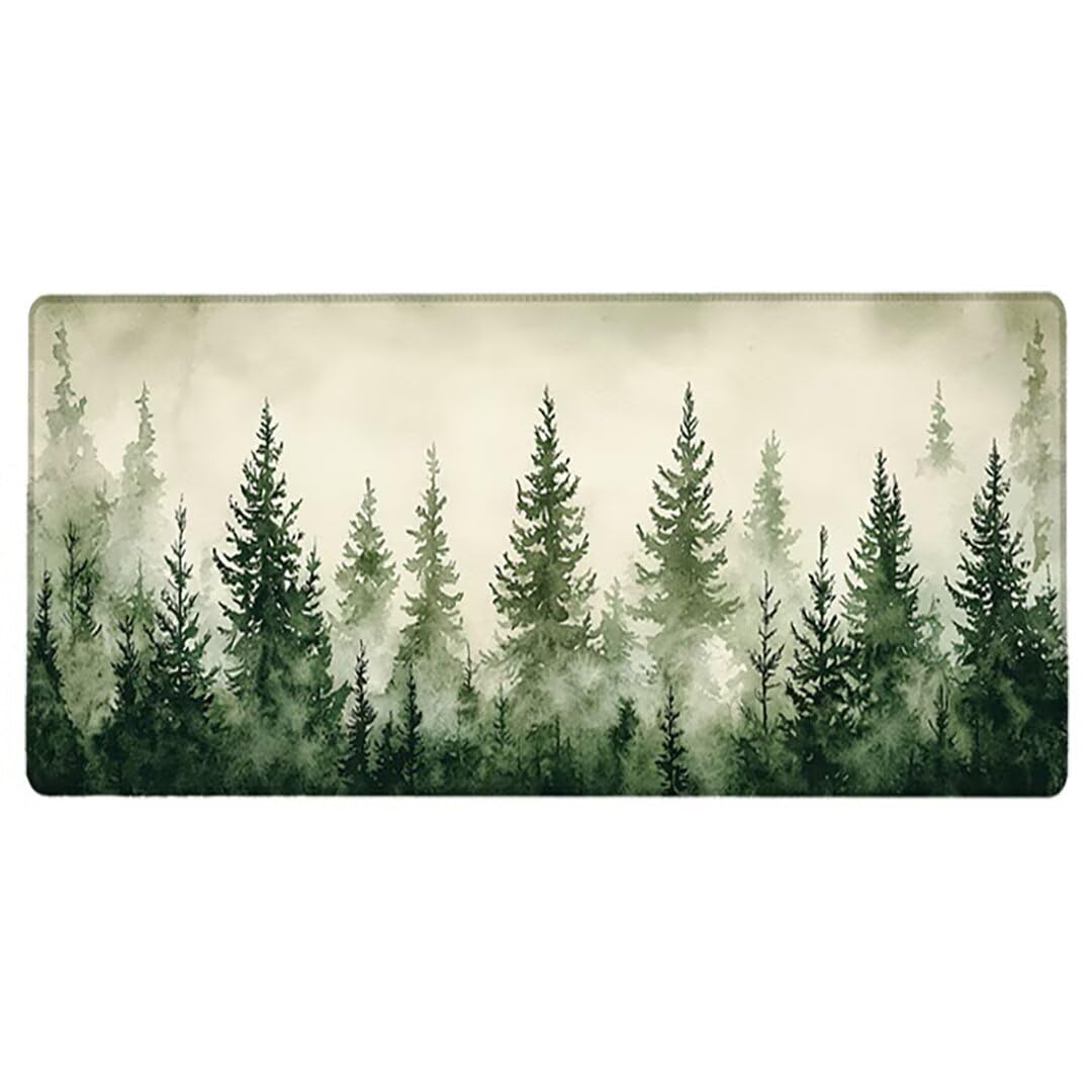 Leśna podkładka pod mysz XXL - 1600x800x3mm - krajobraz Duża mata na biurko z przeszytymi krawędziami Wodoodporna antypoślizgowa do komputera, laptopa poprawia precyzję i szybkość. -36528