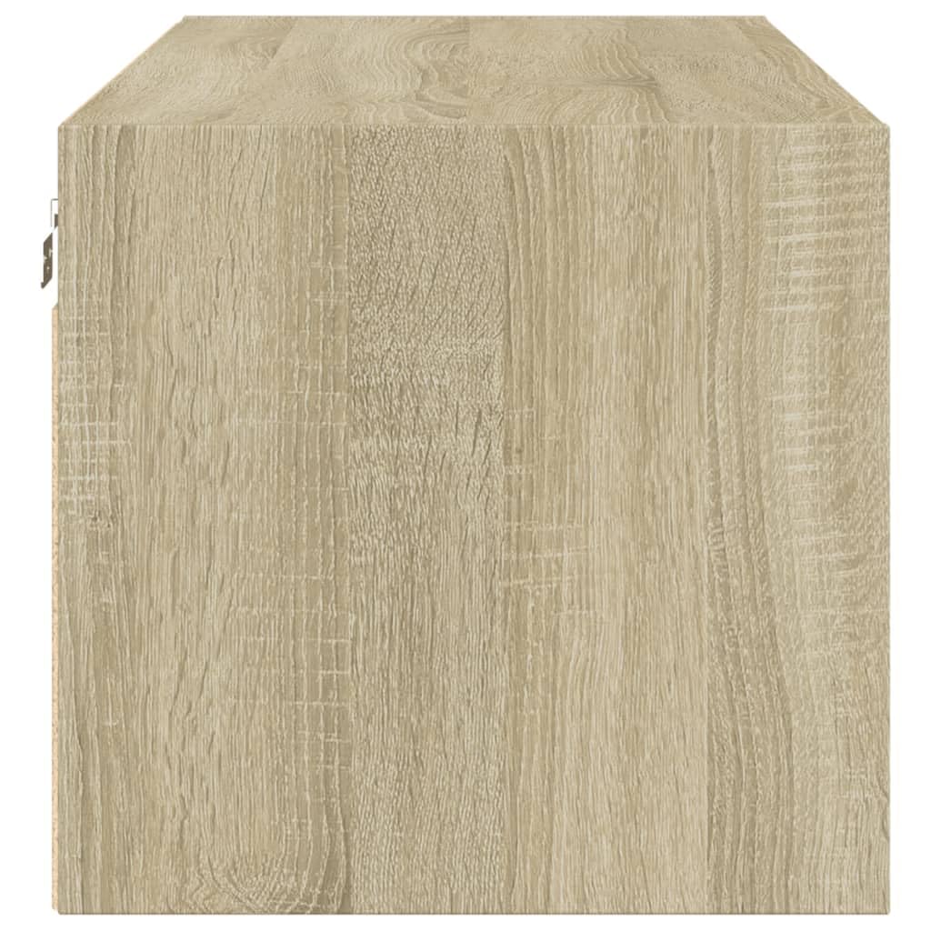 Szafka ścienna ze szklanymi drzwiami, dąb Sonoma z materiału drewnopochodnego 102 x 37 x 35 cm, szafka do przechowywania z półkami i półką, do biura, korytarza, piwnicy, warsztatu, miejsca do