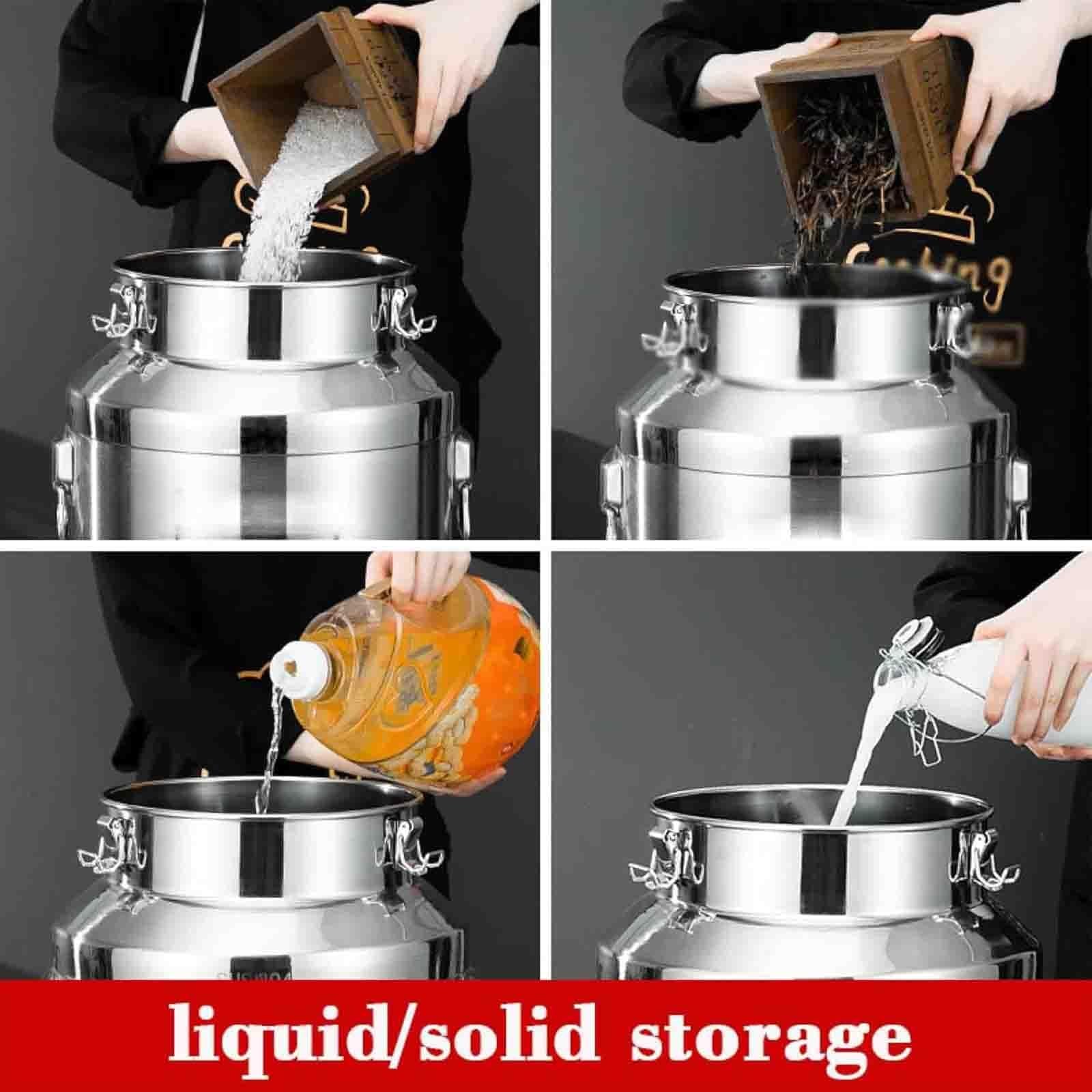 Boîte à lait en acier inoxydable avec couvercle et poignée scellés, tonneau de transport de lait agricole robuste, boîte à lait durable avec robinet, idéale pour le stockage des produits laitiers