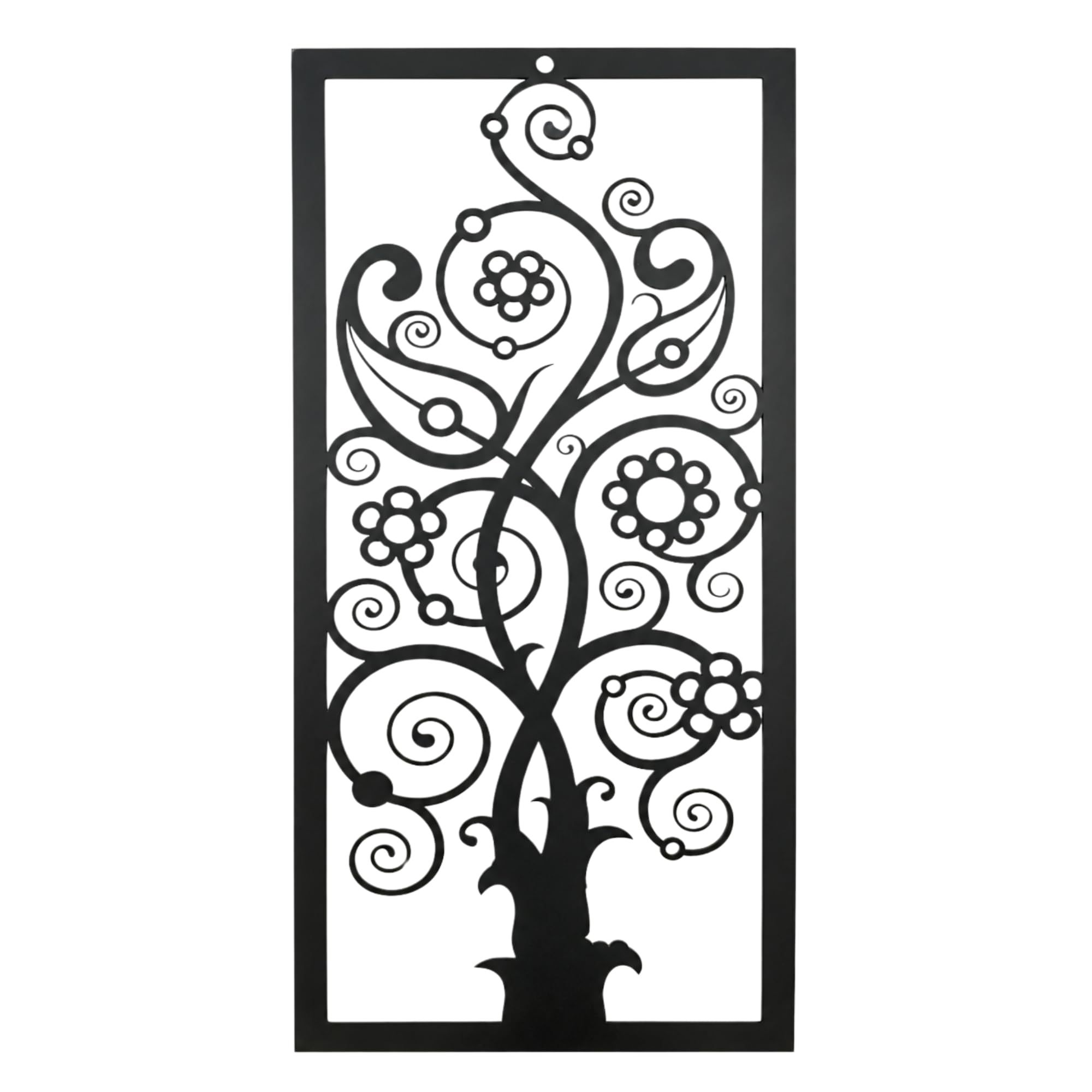 VISHWAKARMA ARTS Floral Tree Metal Wall Art Decor - Precision Laser Cut Decorative Hanging Panel for Living Room, Bedroom, and Office - Elegant Black Powder Coated Finish (36" x 18")-image-26