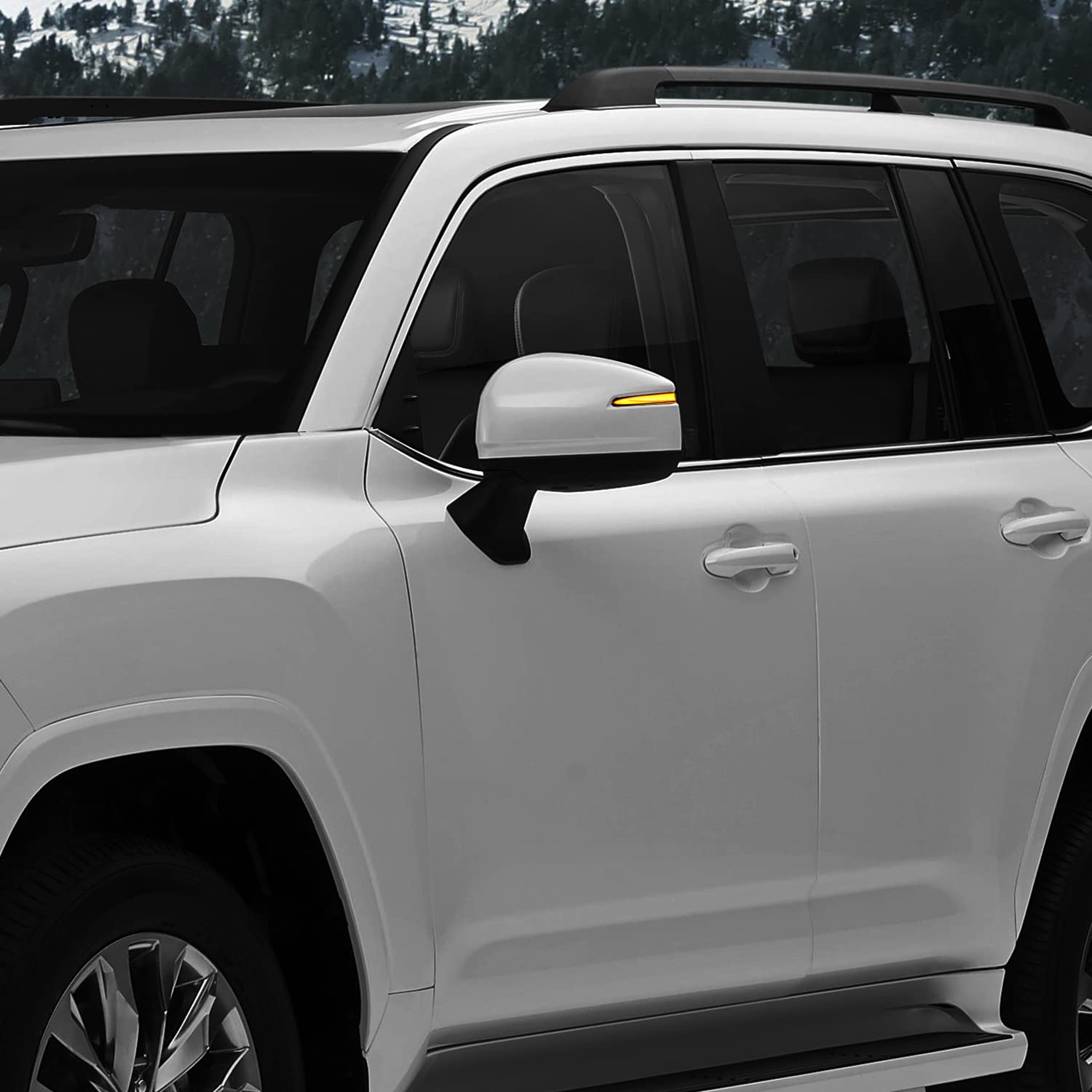 HIGH FLYING 2022 2023 2024 for Toyota Tundra Car Review Side Mirrors LED Sequential Dynamic Blinking Turn Signal Lights 2pcs/Pair (White Lens)