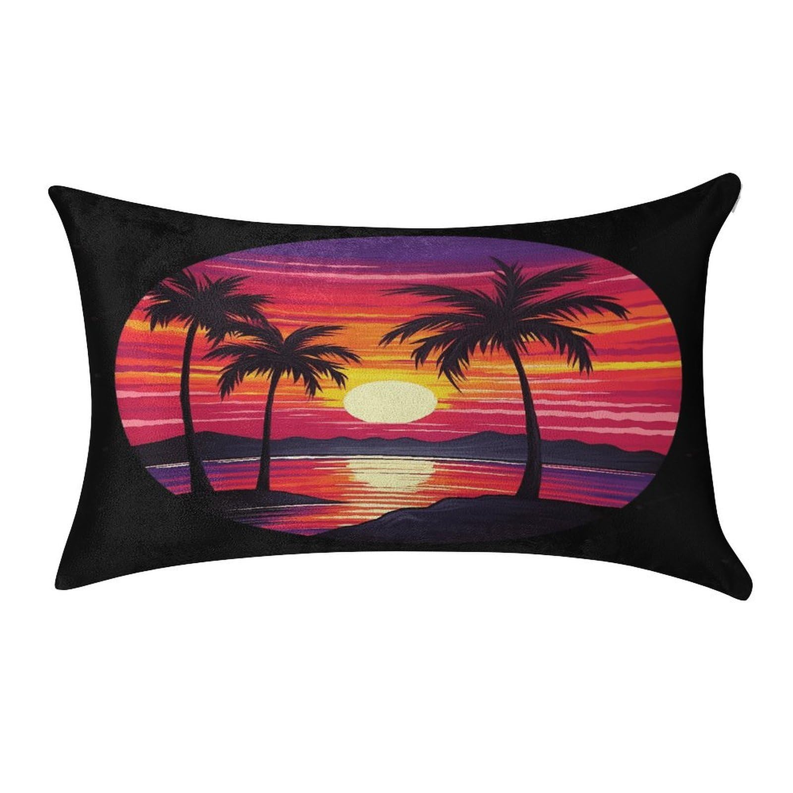 Fekiloot Style Palm Tree Sunset Design Pillow Covers Home Decor Pillow Cases