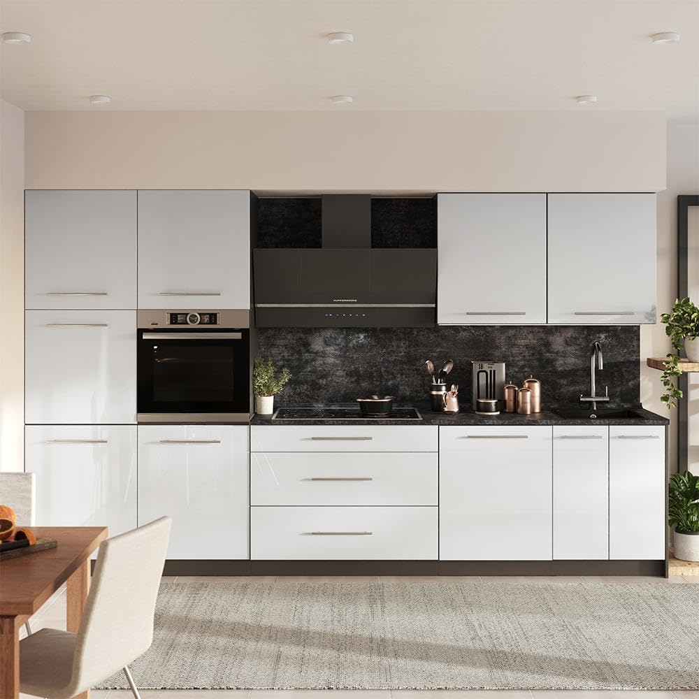 Vicco Cucina componibile Fame-Line, Bianco lucido/Antracite, 340 cm