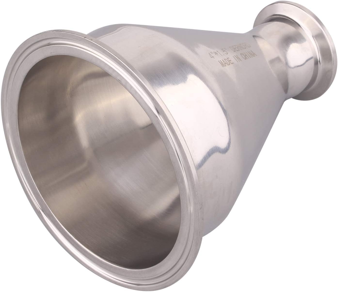 DERNORD Sanitary Fitting Reducer Fitting SUS304 Tri Clamp Ferrule Style 4" Tube OD to 1-1/2" Tube OD