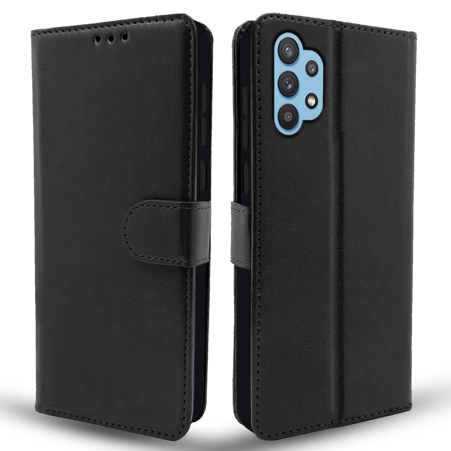 Pikkme Samsung Galaxy M32 5G / A32 5G Flip Cover Leather Finish | Inside TPU with Card Pockets | Wallet Stand and Shock Proof | Complete Protection Flip Case (Black) (B0BF97NJ16) Amazon Price History, Amazon Price Tracker