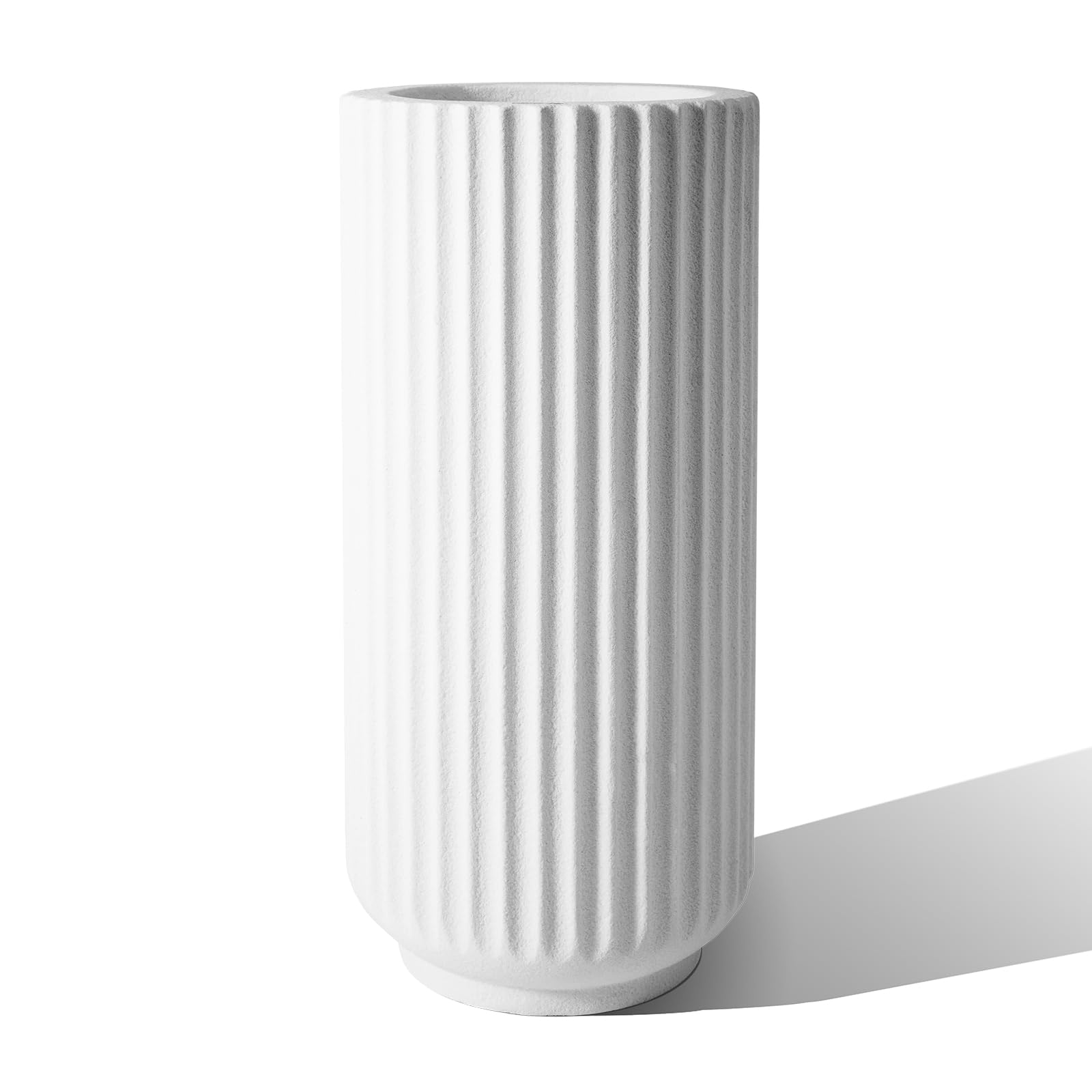 31.5 Inch Tall Roman Column Concrete Planter（14.2Dx31.5H，36 Pounds）,Durable All-Weather Use with Drainage Holes,Large Tall Round Planter for Outdoor Indoor Plants