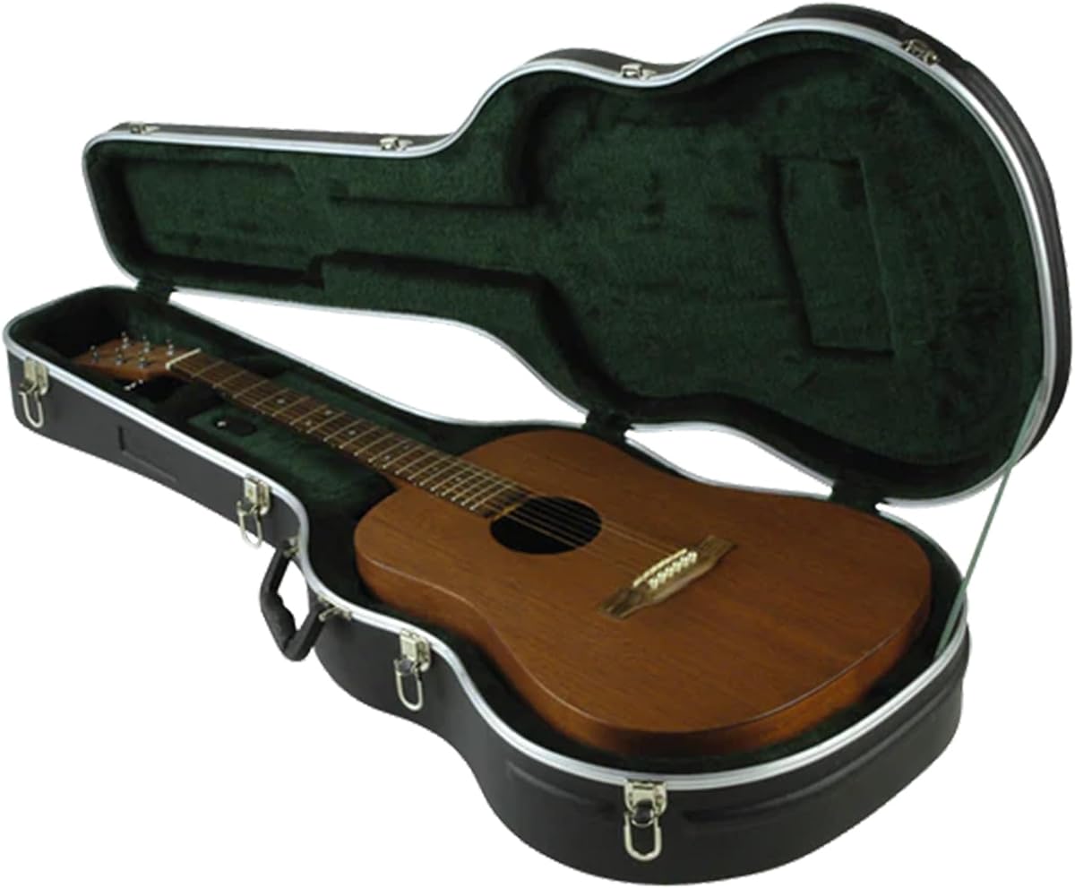 SKB Hardshell Travel Case for Dreadnought Acoustic Guitars, Molded In Bumpers for Protection, Plush Lined Interior and Latches, Black | Molded bumpers for impact protection, secure closing latches, sleek black finish, reliable travel companion