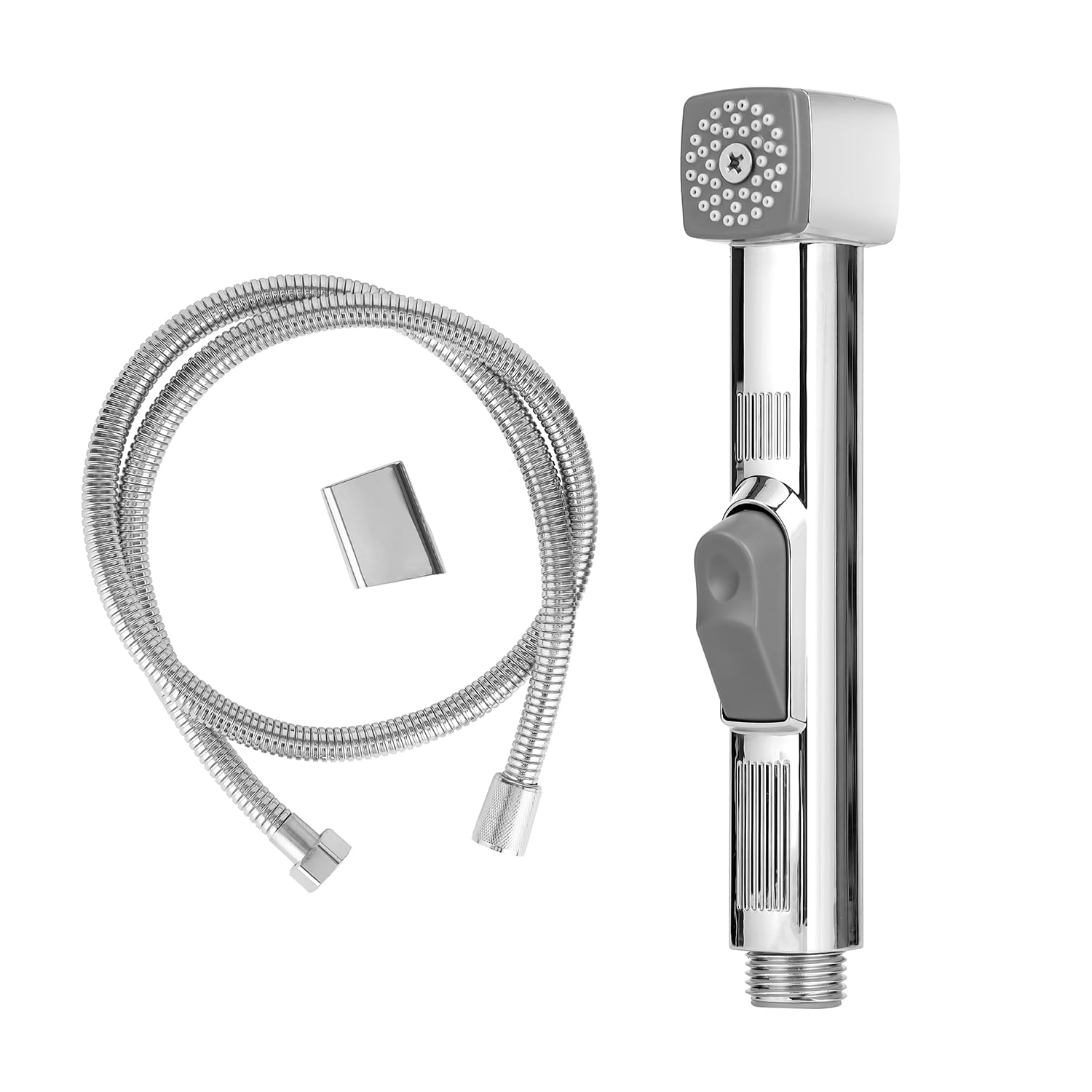 Geepas Silver Hand Held Toilet Bidet Sprayer | Personal Hygiene Bathroom Bidet Tap Spray, Shattaf Toilet Cleaning Faucet | Water Hose & Mounted Sprayer Holder Included, Douche Bidet Toilet Spray