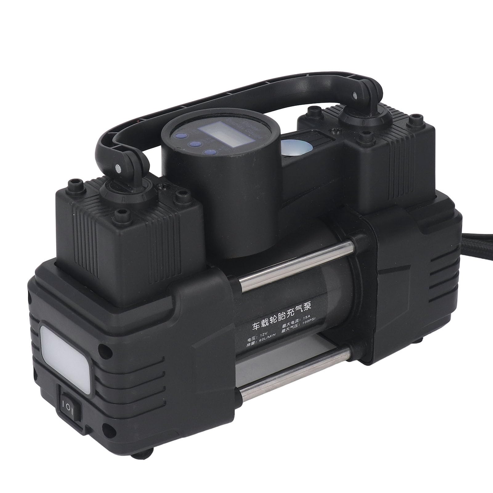 Bomba de Compresor de Aire Portátil de 12V con Luz LED, Inflador de Neumáticos de Doble Cilindro de 100PSI para Camiones, Vehículos Recreativos, Automóviles, Material ABS