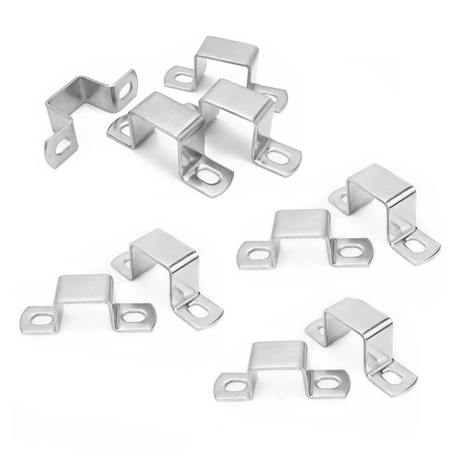10pcs 40 * 40mm 304 Stainless Steel Square Tube Buckle Bracket u-Type Tube Clamps for Plumbing Systems Ducting Plumber Water Pipe/Door Closed Bar Holder