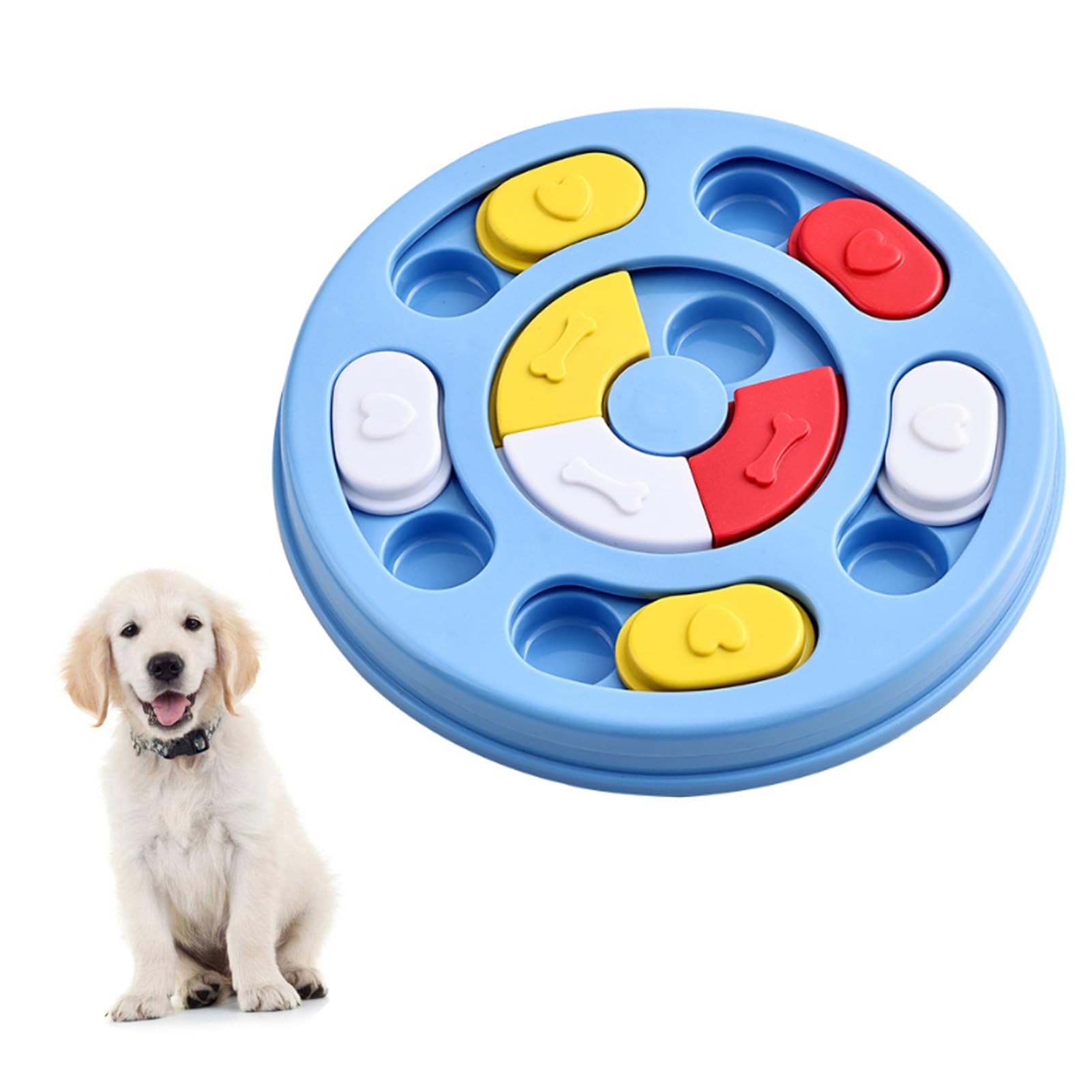 Elezenioc Dog Puzzle Slow Feeder Toy,Puppy Treat Dispenser Slow Feeder Bowl Whelp Toy,Dog Brain Games Dish with Non-Slip