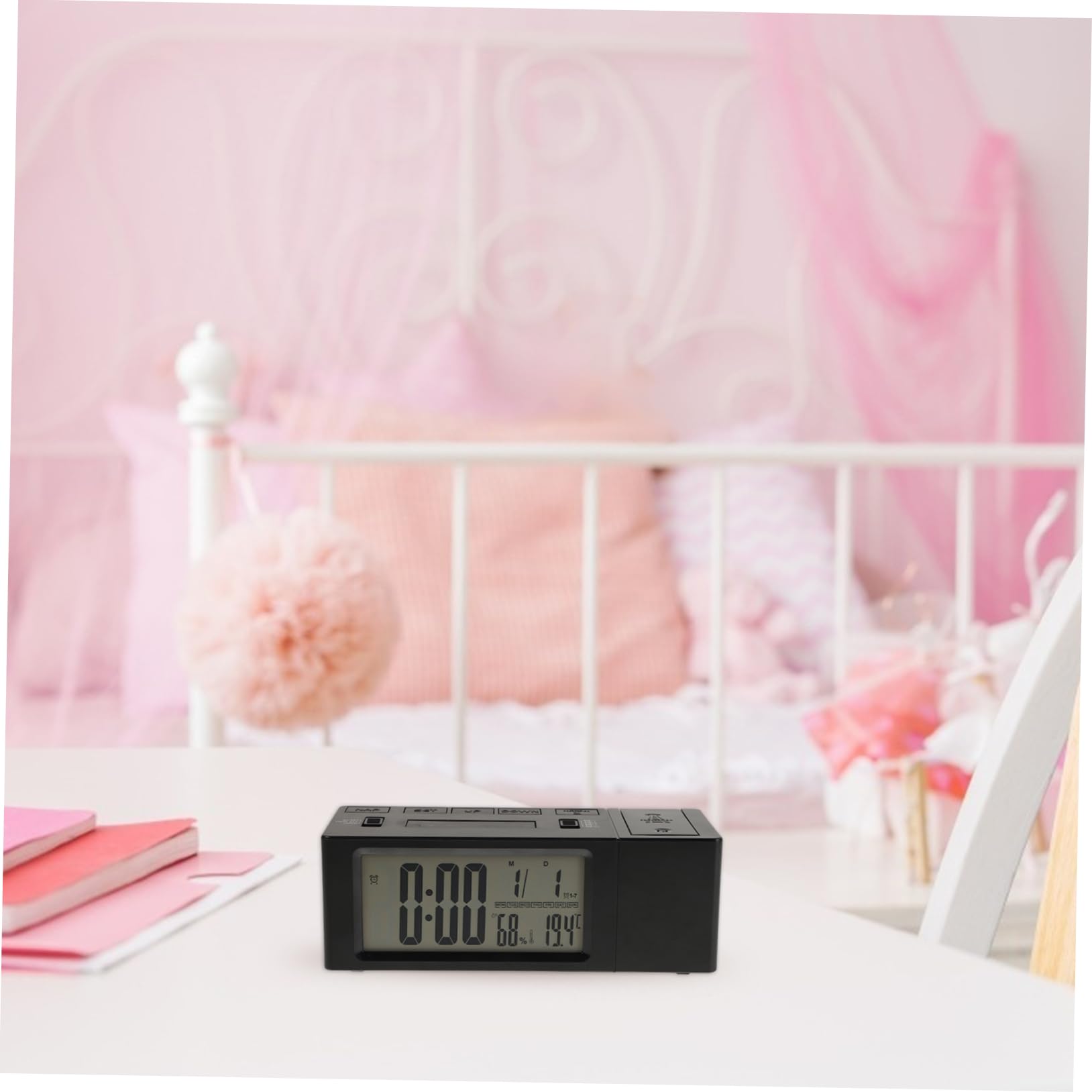 Hemobllo Reloj Despertador Proyección de Techo, Brillo Ajustable y Silencioso, para Dormitorio, Adecuado para Niños y Personas Sueño Ligero