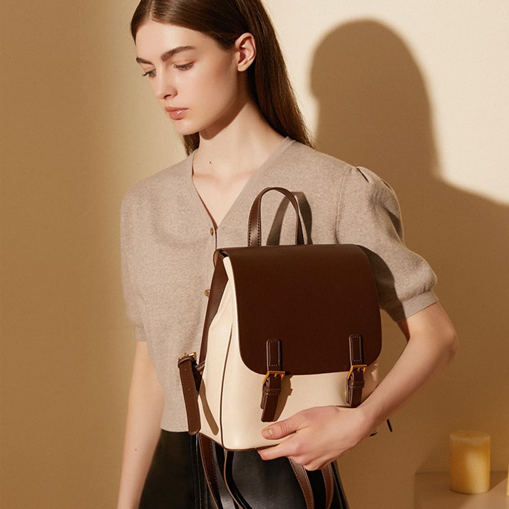 JIUFENG Mini mochila de cuero para mujer, bolso de mano pequeño, elegante mochila de viaje