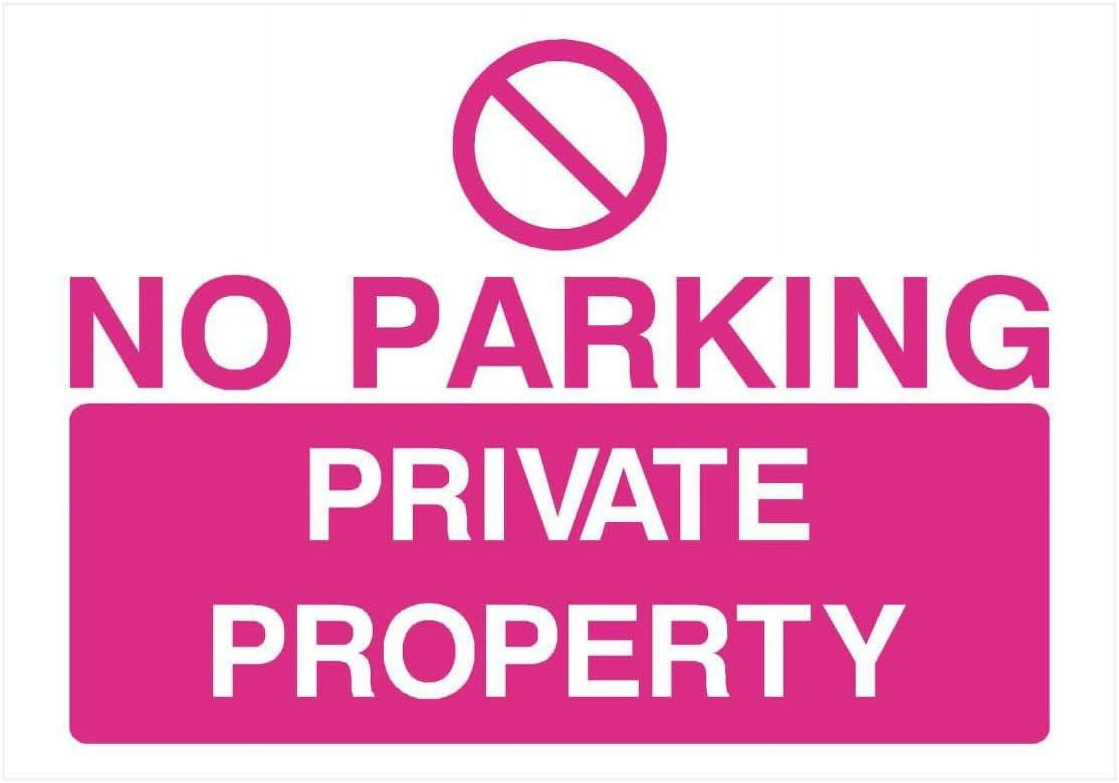 (2-Pack) Metal Tin Sign Pink No Parking Private Property Sign - 12x8 Inch - Caution Safety Warning Security Indoor & Outdoor Home Office Work